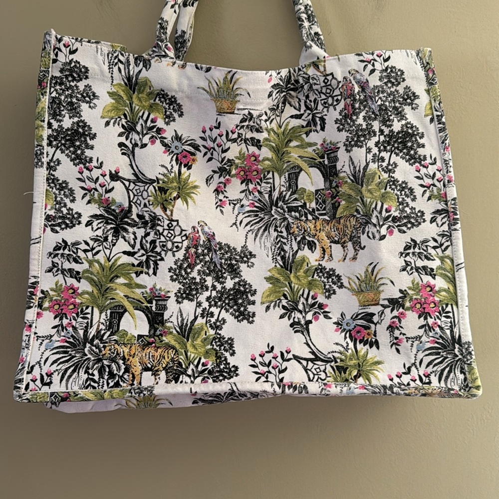 Exclusive Floral Jungle Print Tote Shopping Bag Travel Material Sturdy Cotton - Picture 12 of 13
